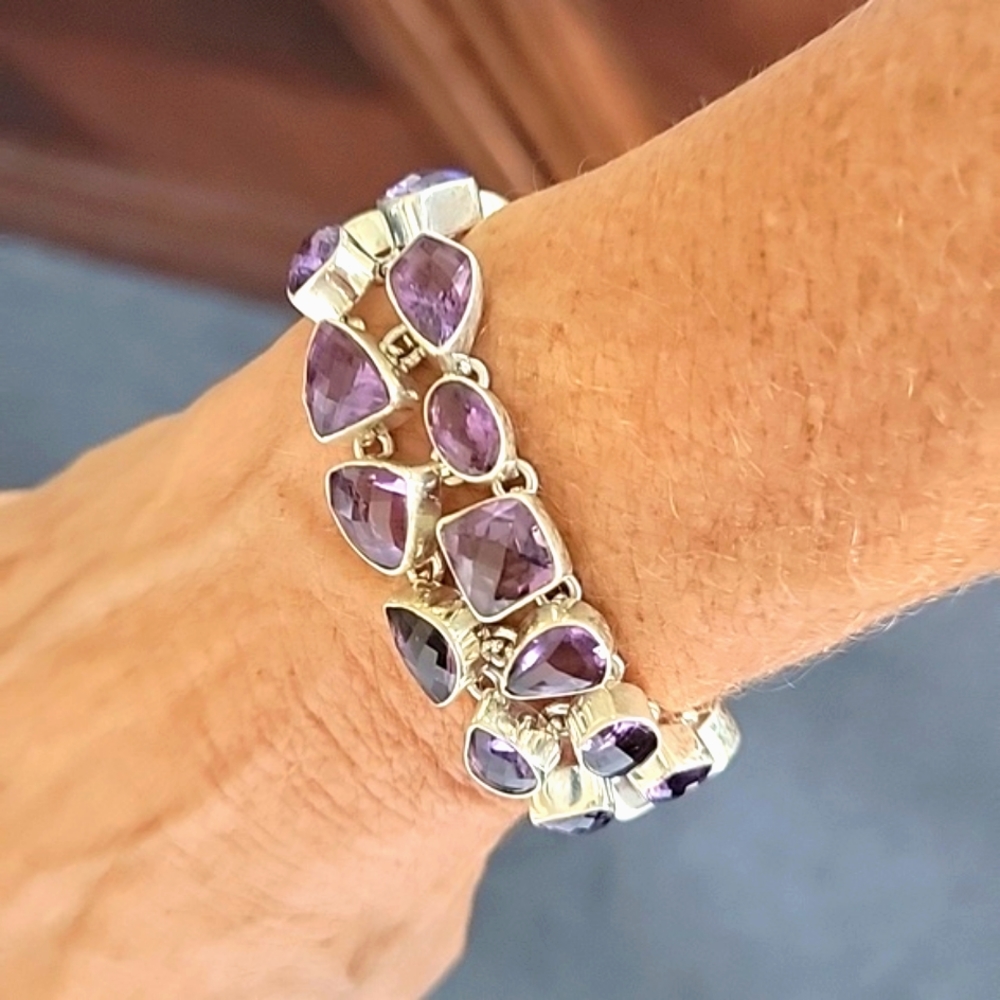 Interlocking Faceted Amethyst Bracelet